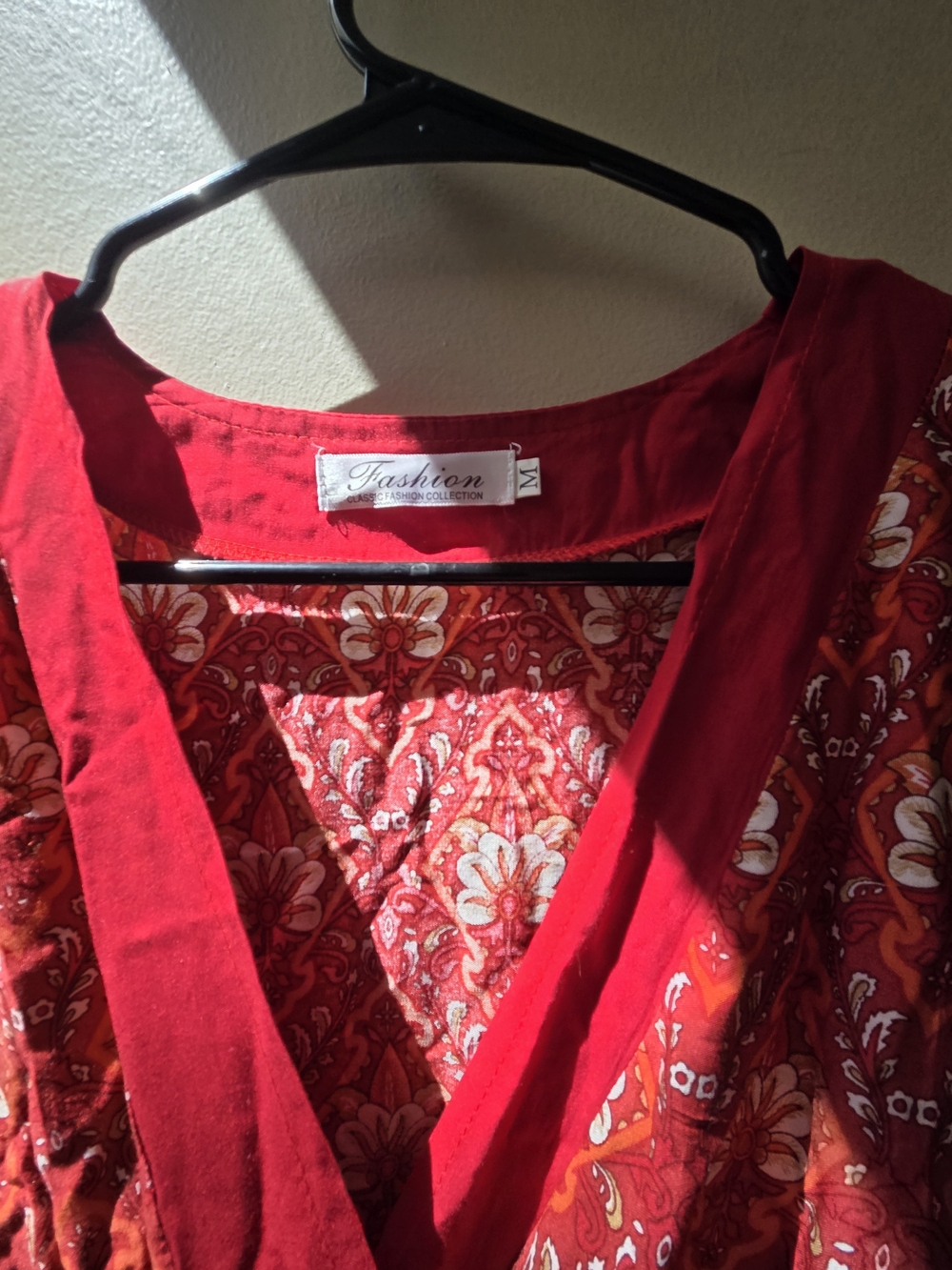 Red Floral Boho Wrap Midi Dress - Picture 7 of 7